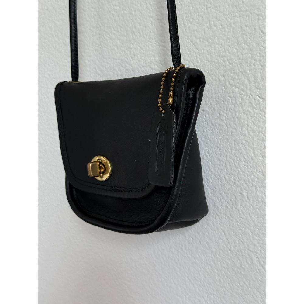 Vintage Coach Everett Bag Black Glovetanned Leather Turnlock Crossbody #9934 USA - Picture 10 of 16